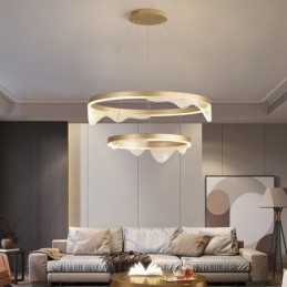 Lampada a sospensione LED Golden Wave Ripple a 2 luci