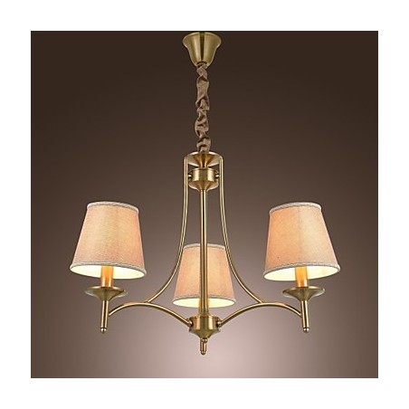 Lampadario 1 livello in ottone, metallo e tessuto, 95 cm