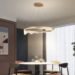 Lampada a sospensione nordica Golden Wave Ripple in alluminio e acrilico, 40 cm/60 cm, 24W/36W
