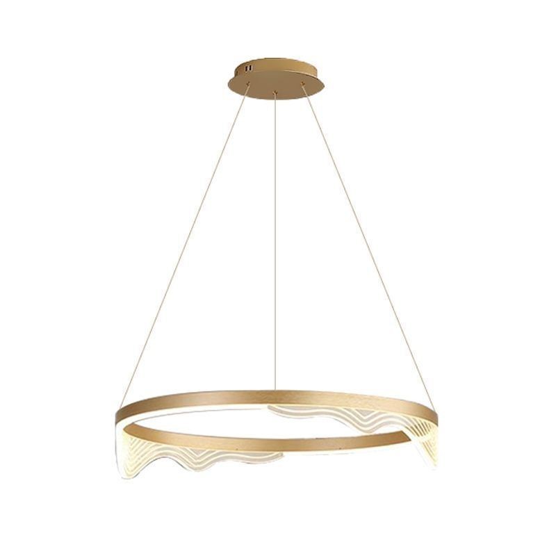 Lampada a sospensione nordica Golden Wave Ripple in alluminio e acrilico, 40 cm/60 cm, 24W/36W