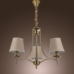 Lampadario 1 livello in ottone, metallo e tessuto, 95 cm
