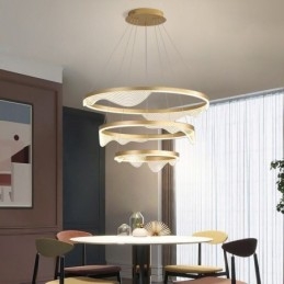 Lampada a sospensione LED Golden Wave Ripple 3 luci