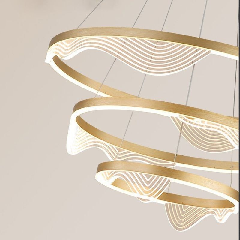 Lampada a sospensione LED Golden Wave Ripple 3 luci