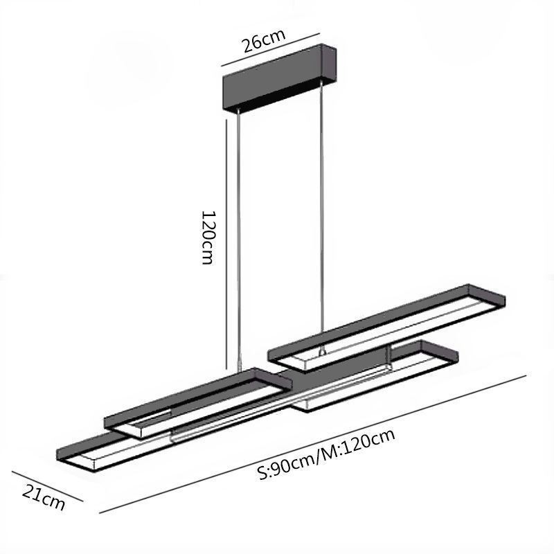 Lampada a sospensione LED moderna orizzontale 5 luci 40W/50W