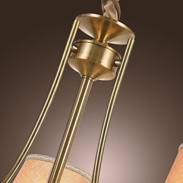 Lampadario 1 livello in ottone, metallo e tessuto, 95 cm