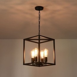 Lampada a sospensione in ferro a gabbia, moderna, 4 luci, E26/E27, 30×35 cm