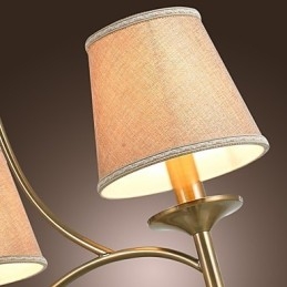 Lampadario 1 livello in ottone, metallo e tessuto, 95 cm