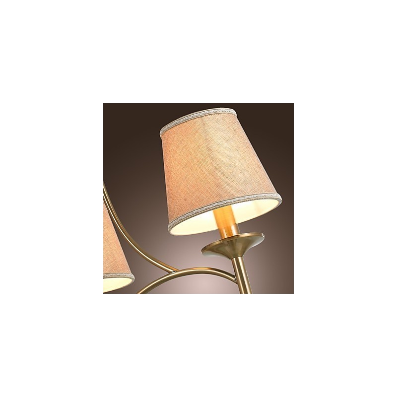Lampadario 1 livello in ottone, metallo e tessuto, 95 cm