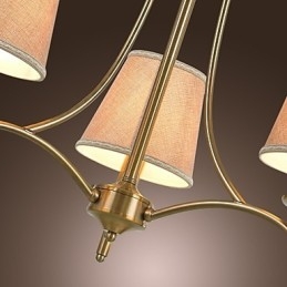Lampadario 1 livello in ottone, metallo e tessuto, 95 cm