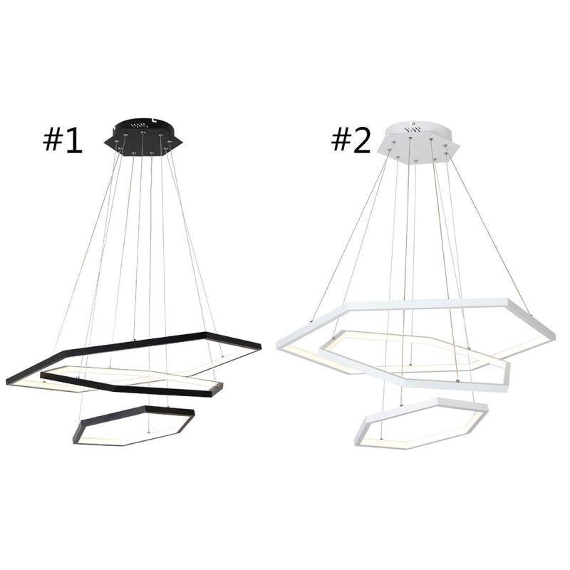 Lampada a sospensione LED esagonale moderna a 3 luci 90W regolabile 150 cm