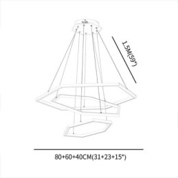 Lampada a sospensione LED esagonale moderna a 3 luci 90W regolabile 150 cm
