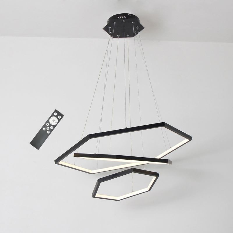 Lampada a sospensione LED esagonale moderna a 3 luci 90W regolabile 150 cm