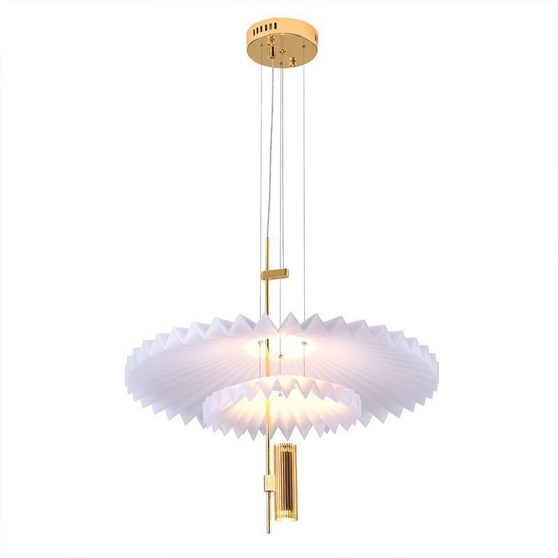 Lampada a sospensione LED moderna in acrilico plissettato, 2 luci, 14 W