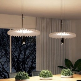 Lampada a sospensione LED moderna in acrilico plissettato, 2 luci, 14 W