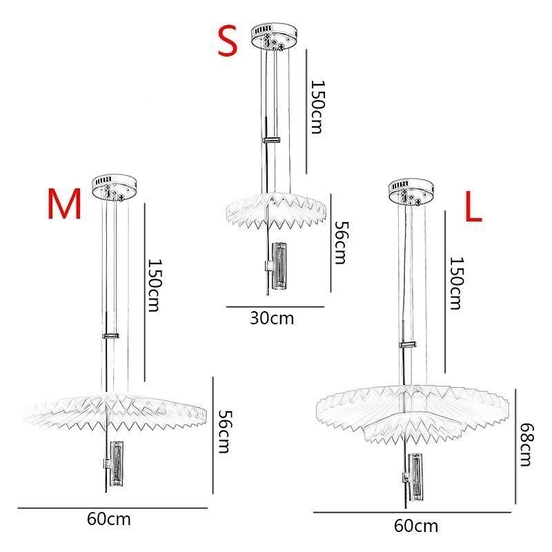 Lampada a sospensione LED moderna in acrilico plissettato, 2 luci, 14 W