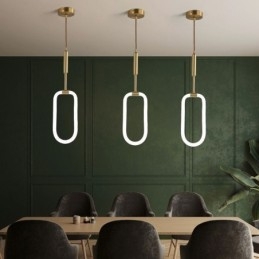 Lampada a sospensione LED moderna in ottone e acrilico, 8 W, cavo 100 cm