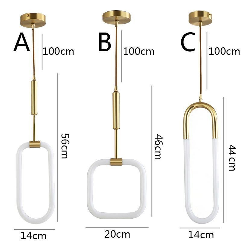 Lampada a sospensione LED moderna in ottone e acrilico, 8 W, cavo 100 cm