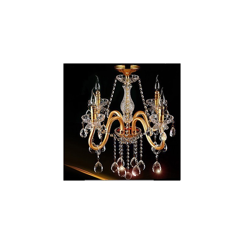Lampadario in cristallo dipinto oro, 1 livello, E12/E14, 55x55 cm
