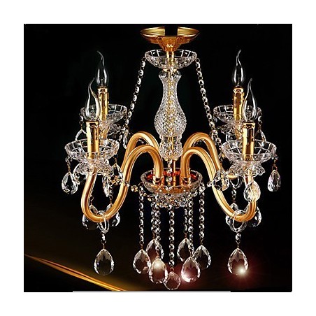 Lampadario in cristallo dipinto oro, 1 livello, E12/E14, 55x55 cm
