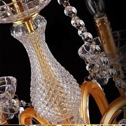Lampadario in cristallo dipinto oro, 1 livello, E12/E14, 55x55 cm