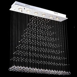 Lampadario a sospensione rettangolare in cristallo LED integrato argento