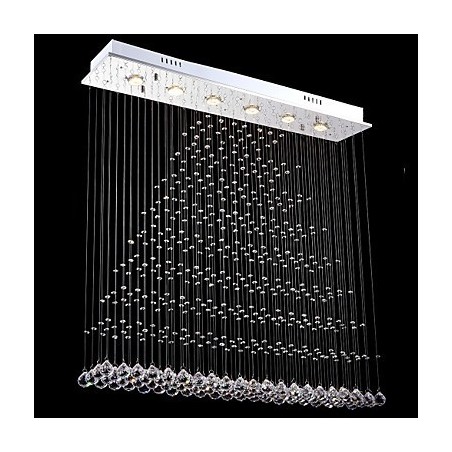 Lampadario a sospensione rettangolare in cristallo LED integrato argento