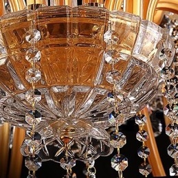 Lampadario in cristallo dipinto oro, 1 livello, E12/E14, 55x55 cm