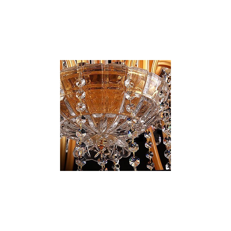 Lampadario in cristallo dipinto oro, 1 livello, E12/E14, 55x55 cm