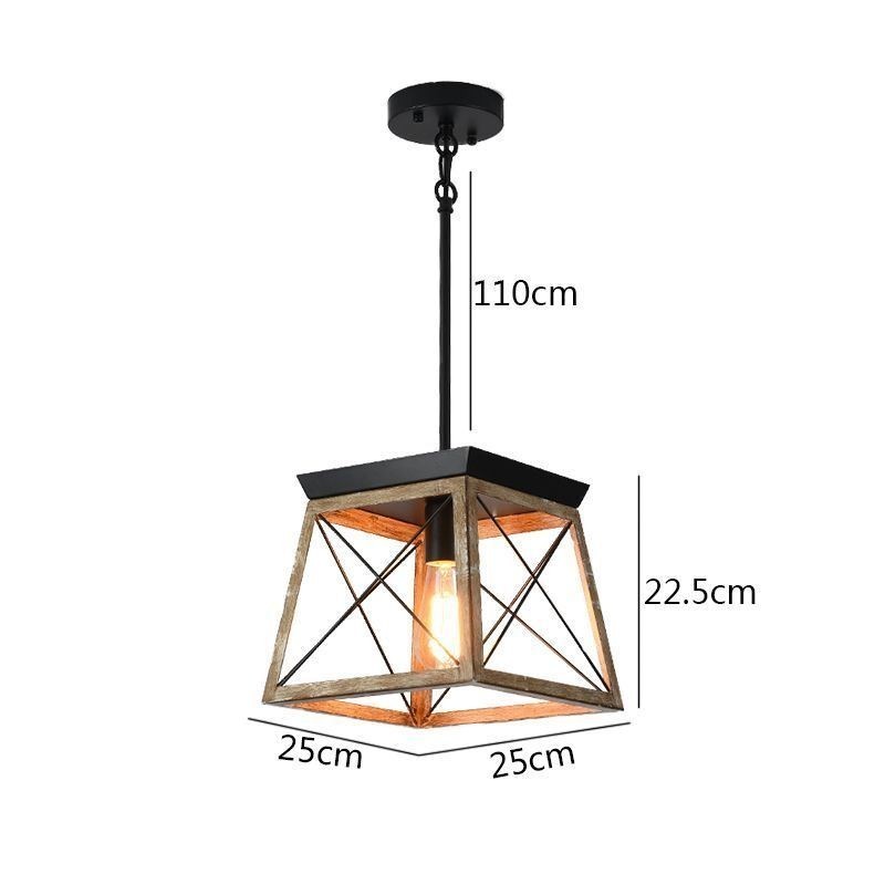 Lampada a sospensione vintage a luce singola E26/E27, 25 x 25 x 22,5 cm, asta 110 cm