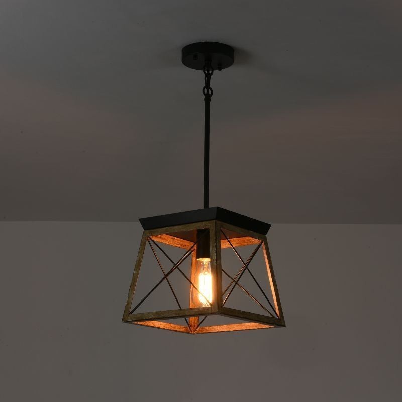 Lampada a sospensione vintage a luce singola E26/E27, 25 x 25 x 22,5 cm, asta 110 cm