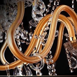 Lampadario in cristallo dipinto oro, 1 livello, E12/E14, 55x55 cm