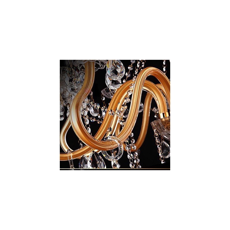 Lampadario in cristallo dipinto oro, 1 livello, E12/E14, 55x55 cm