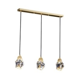 Lampada a sospensione LED semplice con sfera in cristallo e ottone