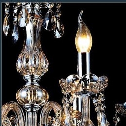 Lampadario in vetro elettroplaccato con cristalli, 1 livello, moderno classico vintage