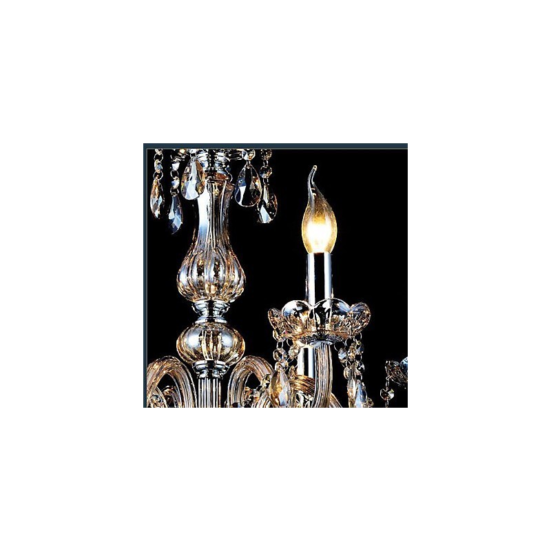 Lampadario in vetro elettroplaccato con cristalli, 1 livello, moderno classico vintage