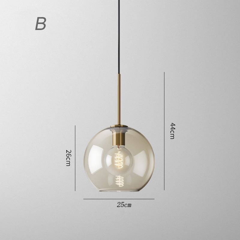 Lampada a sospensione minimalista in vetro color cognac