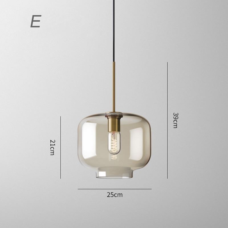 Lampada a sospensione minimalista in vetro color cognac