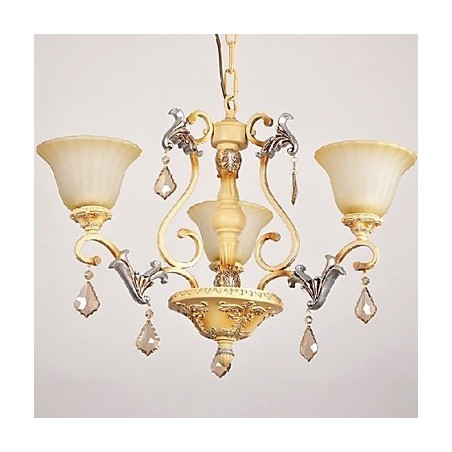Lampadario classico in cristallo dipinto bianco