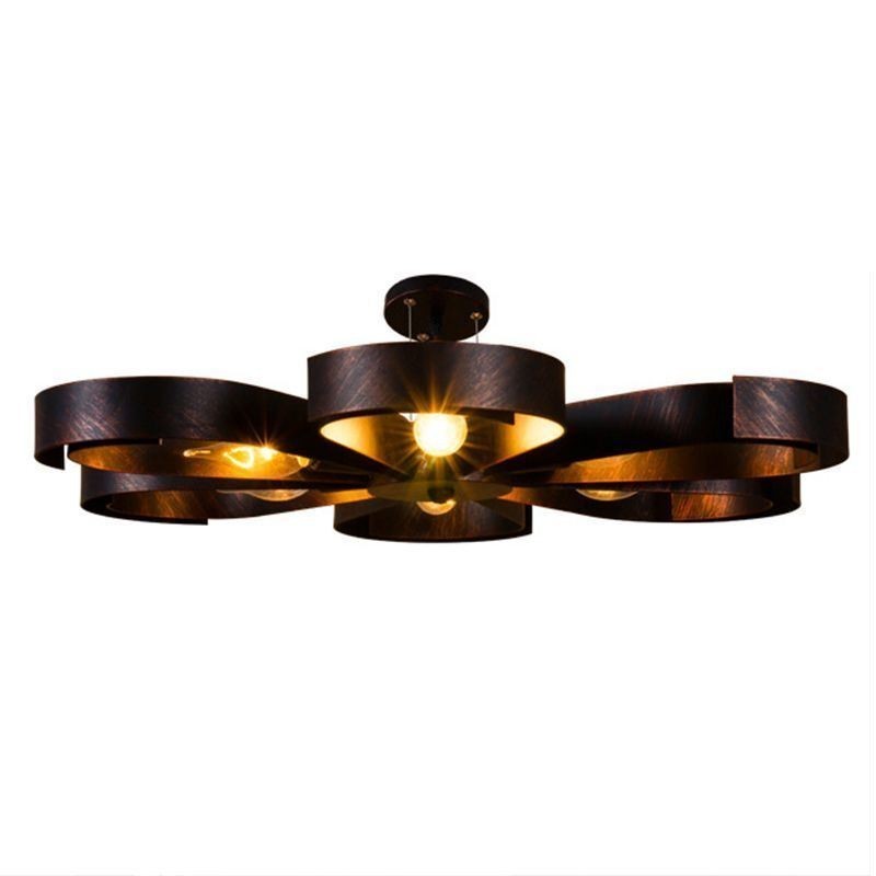 Lampada a sospensione moderna vintage a fiore in ferro 6 luci E12/E14 60x8 cm