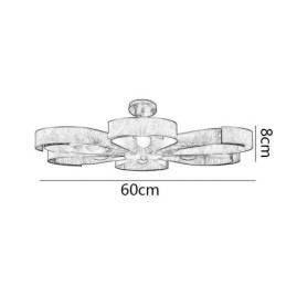 Lampada a sospensione moderna vintage a fiore in ferro 6 luci E12/E14 60x8 cm