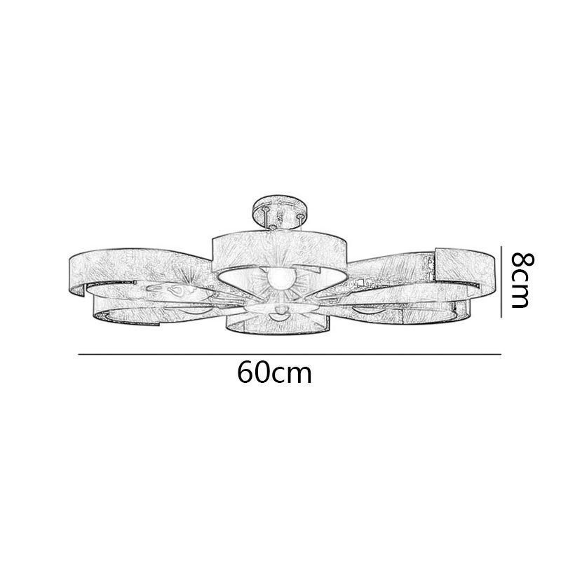Lampada a sospensione moderna vintage a fiore in ferro 6 luci E12/E14 60x8 cm