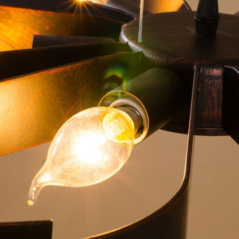 Lampada a sospensione moderna vintage a fiore in ferro 6 luci E12/E14 60x8 cm