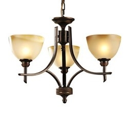 Lampadario classico 3 luci in ottone e vetro