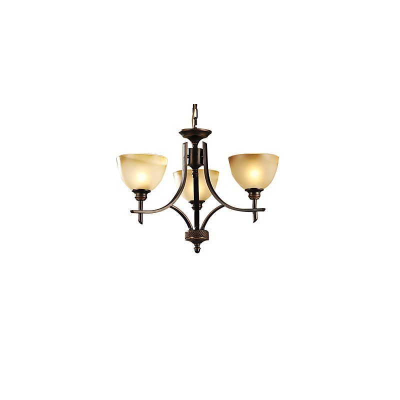 Lampadario classico 3 luci in ottone e vetro