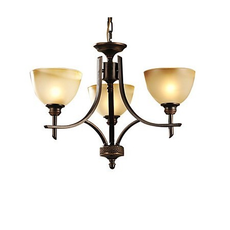 Lampadario classico 3 luci in ottone e vetro