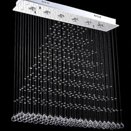 Lampadario a sospensione rettangolare in cristallo LED integrato argento