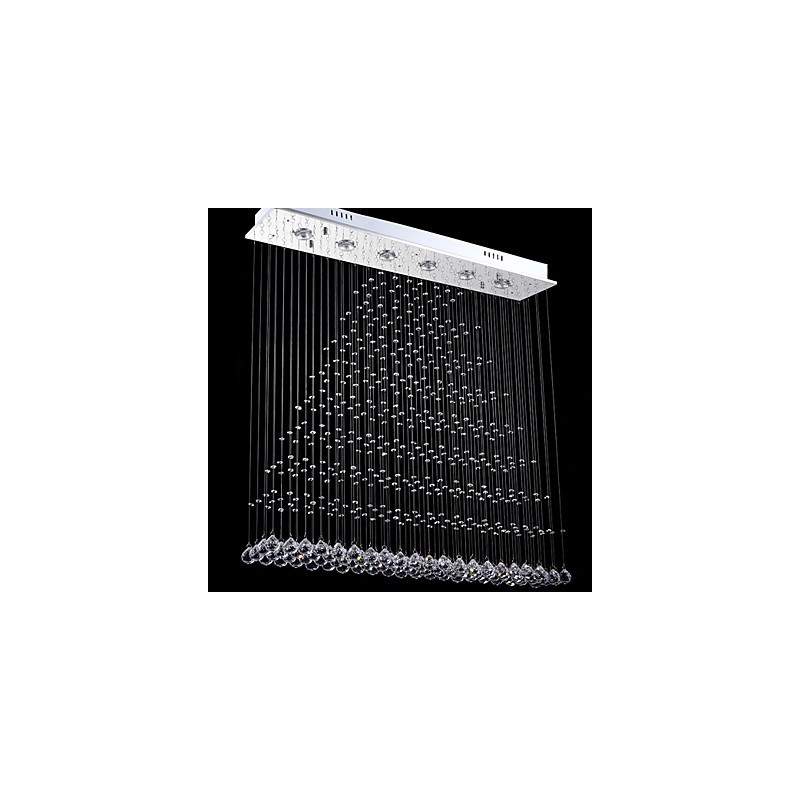 Lampadario a sospensione rettangolare in cristallo LED integrato argento