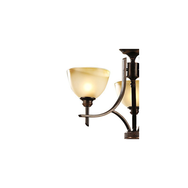 Lampadario classico 3 luci in ottone e vetro