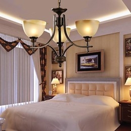 Lampadario classico 3 luci in ottone e vetro