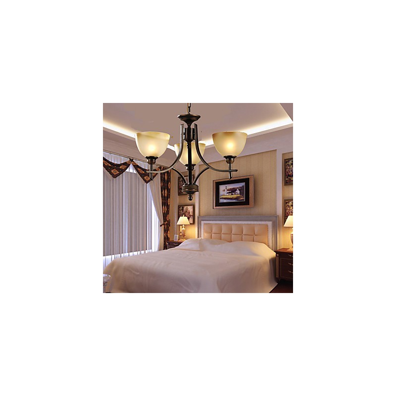 Lampadario classico 3 luci in ottone e vetro